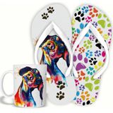 KIT PET Basset Caneca cerâmica + Chinelo