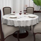 Toalha De Mesa Branca 4 Lugares Redonda Jacquard 1,40m