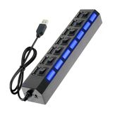 Hub 7 Portas Usb 2.0 Led Com Chave Seletora Entrada Fonte