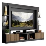 Estante Com Suporte Tv 65&quot; E Leds Berlim Multimóveis V3384 Preta/madeirada Preto/madeirado