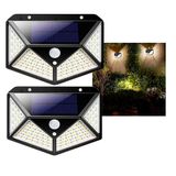 Luminaria Solar 100 Leds Com Sensor Jardim Prova D&#39;água