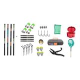 Kit Pesca 4 Varas 3,60 Boia Anzol Chumbada Saco Alicate