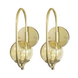 Arandela Online Dourado Globo De Vidro Ambar + Led 5w