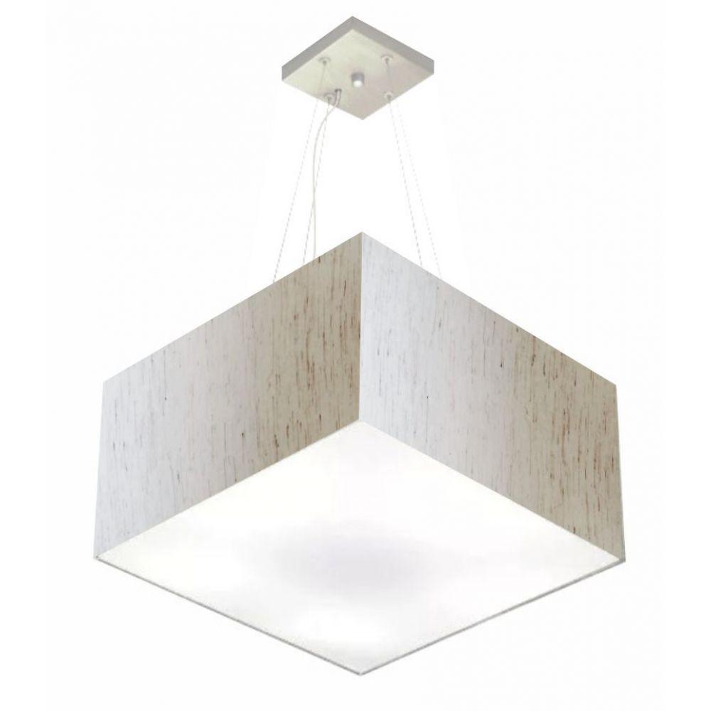 Lustre Pendente Quadrado Md-4075 30/50x50 Bivolt LInho Bege