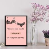 Quadro Decorativo Frase Lingerie 45x34cm Preta