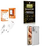 Kit Carregador Turbo + Capinha Motorola G30 + Película 3d