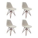 Kit 4 Cadeiras Jantar Estofadas Nude Eiffel Eames Base Cobre - Cor: Nude