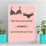 Quadro Decorativo Frase Lingerie 45x34cm Branca