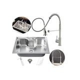 Cuba Cozinha Gourmet Aço Inox 60x42 Cm + Torneira Flexível