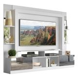 Estante Com Suporte Tv 65&quot; E Espelho Oslo Multimóveis V3381 Branca/lacca Fumê Branco/lacca Fumê