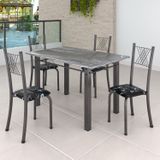 Conjunto Mesa Com 4 Cadeiras Tampo De Granito Topázio sara yescasa Preto Floral/mart Prata