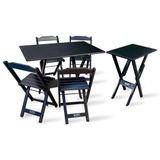 Conjunto De Mesa 1,10x70 E Mesa Aparador Dobrável Com 4 Cadeiras Preto Cor: Preto