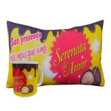 Almofada + Caneca Amarela Serenata De Amor Namorados
