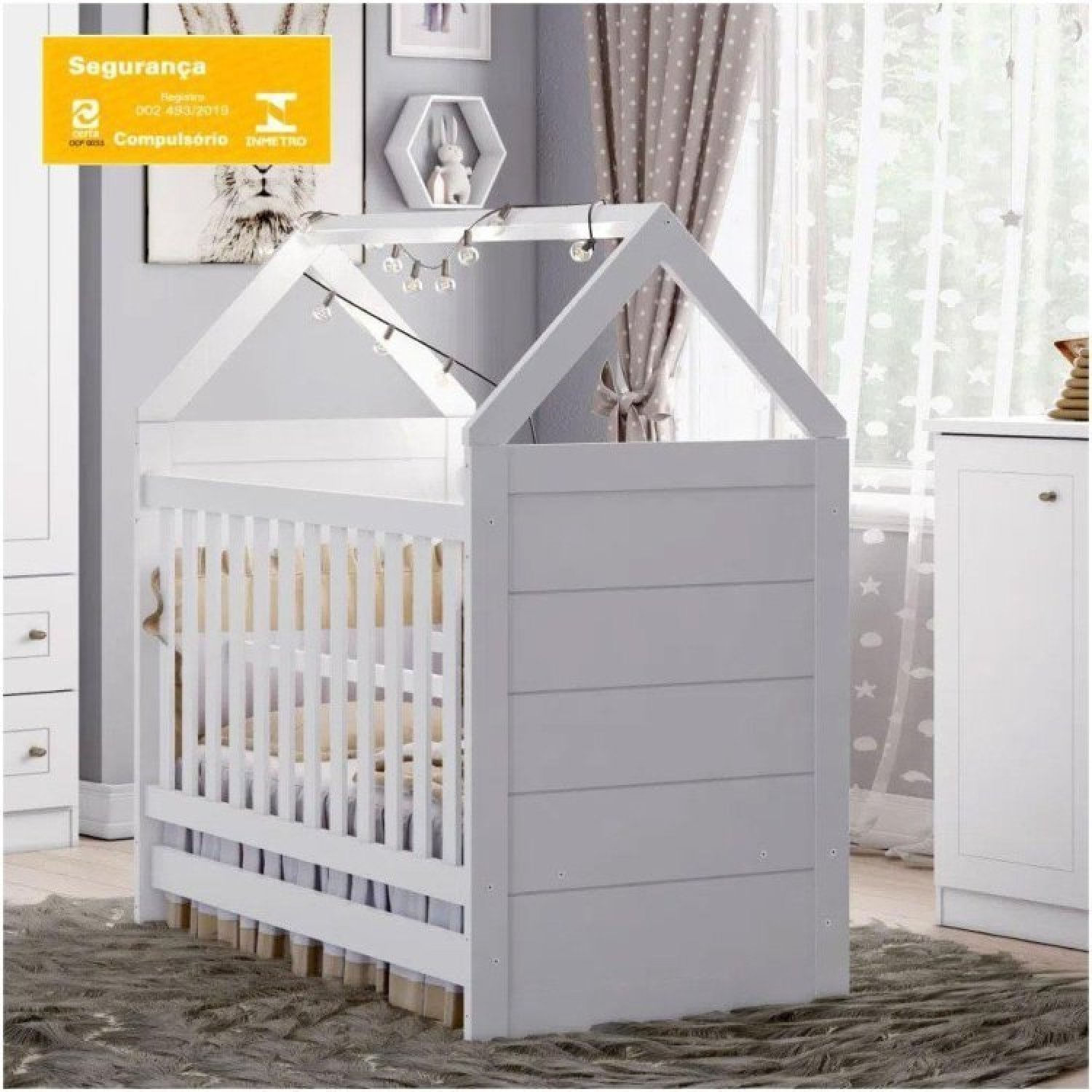 Berço Mini Cama Montessoriano Estilo Casinha Americano Com Colchão Casatema Branco