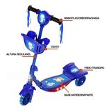 Patinete Com Cesta Infantil Luz E Música Roda Dupla - Azul