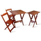 Conjunto De Mesa 70x70 E Mesa Aparador Dobrável Com 2 Cadeiras Imbuia Cor: Marrom