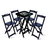 Conjunto De Mesa Bistrô Dobrável Jack Daniel&#39;s Com 4 Banquetas De Madeira Preta Cor: Preto