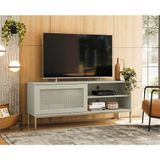 Rack para Sala de Estar TV 55 Polegadas Palha Buriti - Off White Acetinado - Cor: Off White