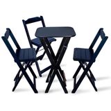 Conjunto De Mesa Bistro Dobravel Com 3 Cadeiras Para Area De Lazer Preto Cor: Preto