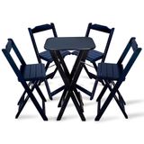 Conjunto De Mesa Bistro Dobravel Com 4 Cadeiras Para Area De Lazer Preto Cor: Preto