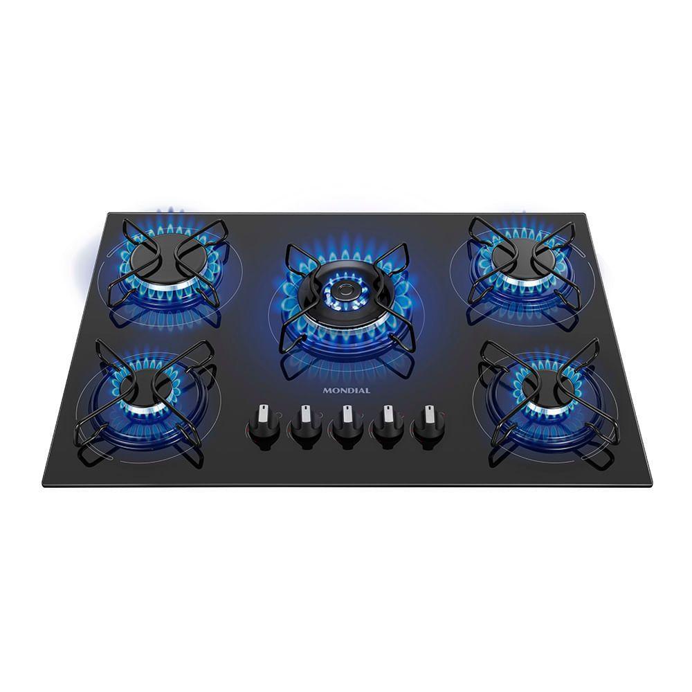 Cooktop A Gás 5 Bocas Mondial Ctg-03 Biv-preto/prata