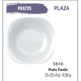 Jogo De Pratos Plaza 12 Fundo - 22cm Vidro Branco