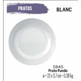 Jogo De Prato Blanc 12 Pratos Fundos - Sopa - 22cm Branco