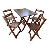 Conjunto Mesa Dobrável Madeira 110x70 Com 4 Cadeiras Jack Imbuia