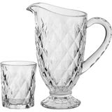 Full Diamond Jg Jarra/copos 23x20x12cm 1l/275ml Cristal Eco Transp 7pç