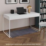 Escrivaninha Industrial Madeira Padrão Office Branca 137x53cm Com Base Em Ferro Branco