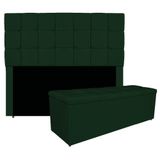 Kit Cabeceira E Calçadeira Manchester 195 Cm King Size Suede - Amarena Móveis Cor Verde