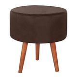 Puff Puf Redondo Pes Palito 44x40cm Suede Marrom Mpassos Marrom