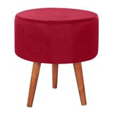 Puff Puf Redondo Pes Palito 44x40cm Suede Vermelho Mpassos Vermelho