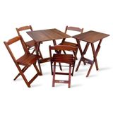 Conjunto De Mesa 60x60 E Mesa Aparador Dobrável Com 4 Cadeiras Imbuia Cor: Marrom