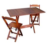 Conjunto De Mesa Dobrável 70x110 Com 2 Cadeiras Imbuia Cor: Marrom