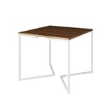 Mesa Jantar Industrial Quadrada Amêndoa 90cm Base V Ferro Branco Cor: Amendoa