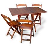 Conjunto De Mesa Dobrável 70x110 Com 4 Cadeiras Imbuia Cor: Marrom