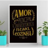 Quadro O Amor É O Principal Ingrediente 45x34cm Branca
