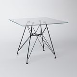 Mesa Eiffel Quadrada 90cm Tampo De Vidro Com Base De Ferro Preto Cor: Branco