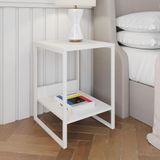 Mesa Cabeceira Industrial Lateral De Cama Branca Tókio Base Ferro Branco Cor: Branco