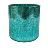 Castiçal Vaso De Vidro Azul Metálico