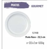 Jogo De Prato Gourmet 12 Pratos Rasos - 24cm Branco