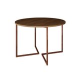 Mesa Jantar Industrial Amêndoa Base Cobre V Tampo 110cm Redondo Cor: Amendoa