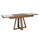 Mesa De Jantar Extensível 178x78cm Tampo Vidro Atena Pinhão