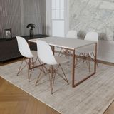 Mesa Industrial Base Ferro Cobre Tampo 137x90 Branco 4 Cadeiras Ferro Cobre Assento Branco Branco