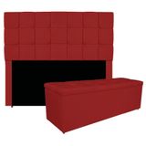 Kit Cabeceira E Calçadeira Manchester 195 Cm King Size Corano - Amarena Móveis Cor Vermelho