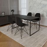Mesa Industrial Base Ferro Preto Tampo 137x90 Preto 4 Cadeiras Ferro Preto Assento Preto Preto