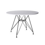 Mesa Eiffel Redonda 110cm Tampo De Madeira Branco Com Base De Ferro Preto - Cor: Branco