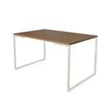 Mesa De Jantar Industrial Base Ferro Branco Tampo 137x90 Amêndoa Cor: Branco