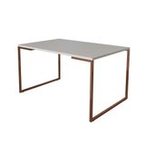 Mesa De Jantar Industrial Base Ferro Cobre Tampo 137x90 Branco Cor: Branco